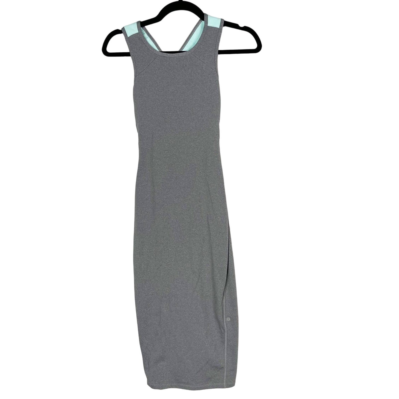 Lululemon Size 2 Picnic Play Dress Heathered Slate Gray Tranquil Blue Crisscross
